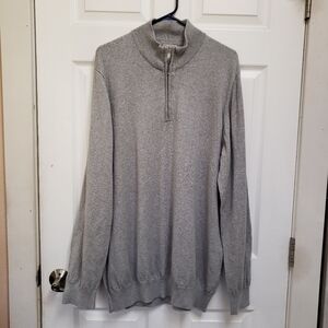 LL Bean Gray Cotton Cashmere Pullover Quarter Zip Sweater 275554